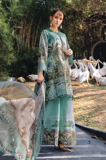 3 Piece Unstitched Embroidered Lawn Suit - Aqsa Fabrics