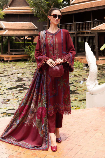 3 Piece Unstitched Embroidered Twill Linen Suit - Aqsa Fabrics