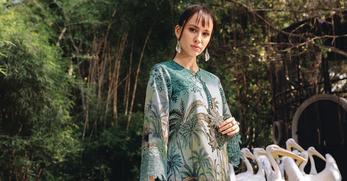 3 Piece Unstitched Embroidered Lawn Suit - Aqsa Fabrics