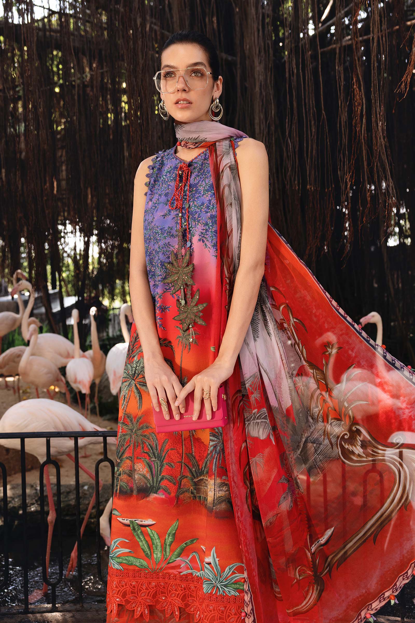 3 Piece Unstitched Embroidered Lawn Suit - Aqsa Fabrics