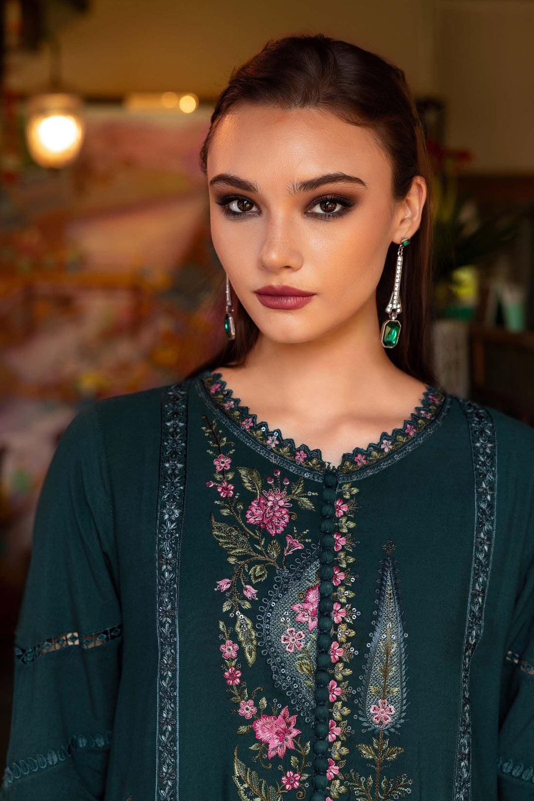3 Piece Unstitched Embroidered Twill Linen Suit - Aqsa Fabrics