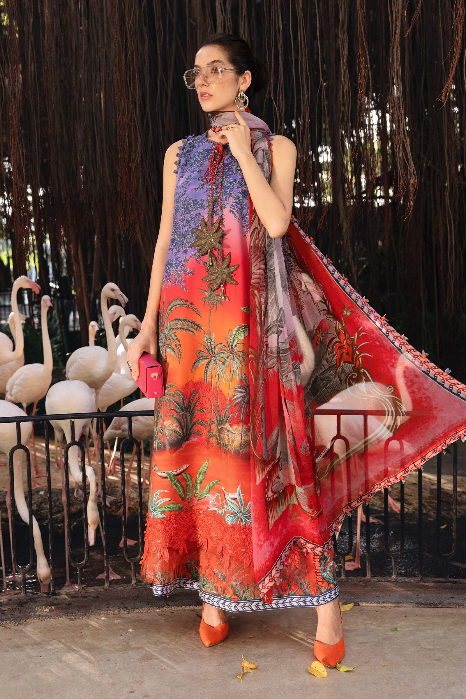 3 Piece Unstitched Embroidered Lawn Suit - Aqsa Fabrics