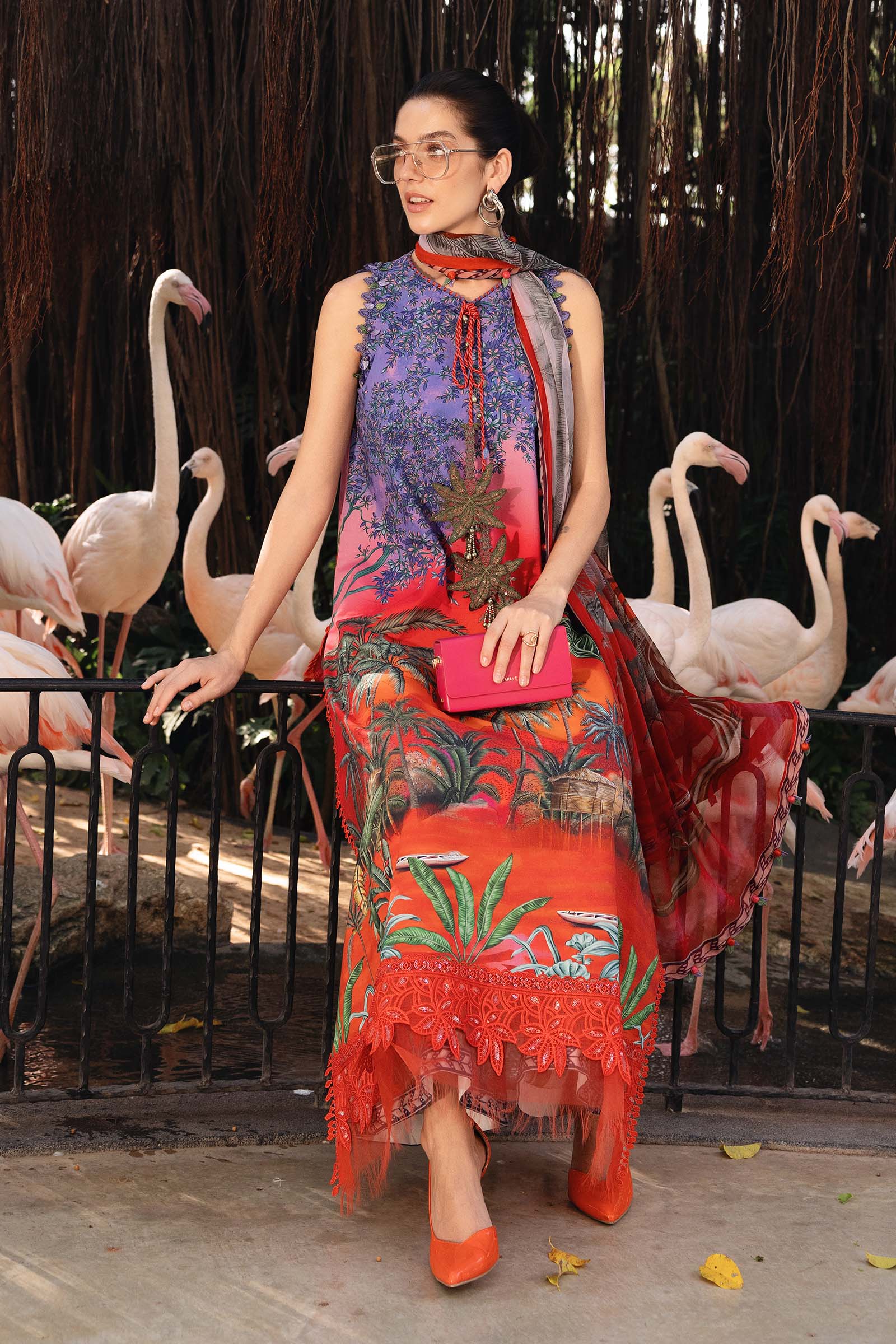 3 Piece Unstitched Embroidered Lawn Suit - Aqsa Fabrics