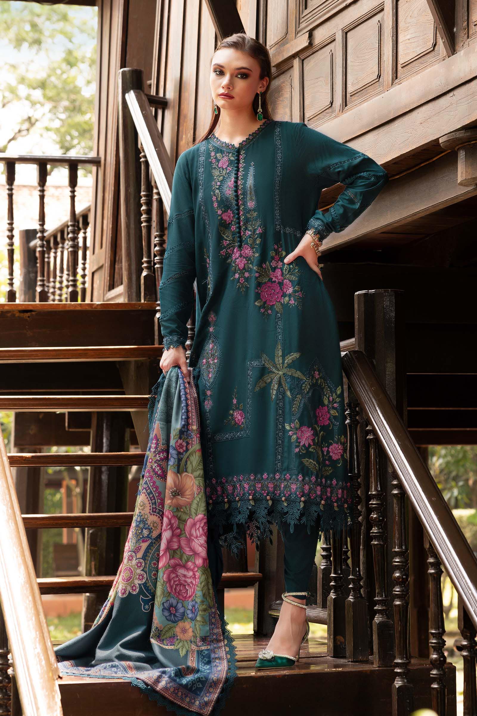 3 Piece Unstitched Embroidered Twill Linen Suit - Aqsa Fabrics