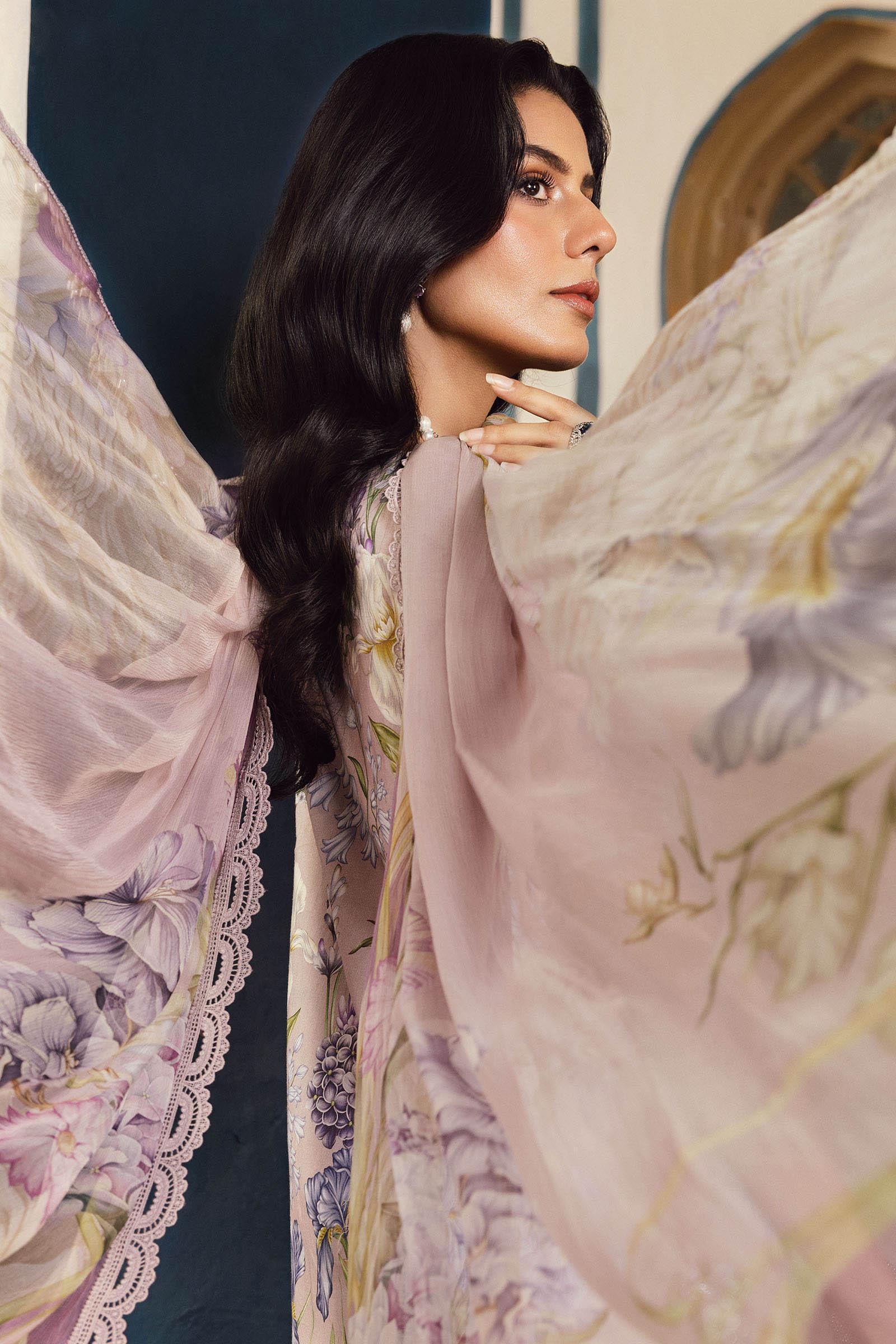 3 Piece Unstitched Embroidered Cambric Suit | MPT-2708-A - Aqsa Fabrics