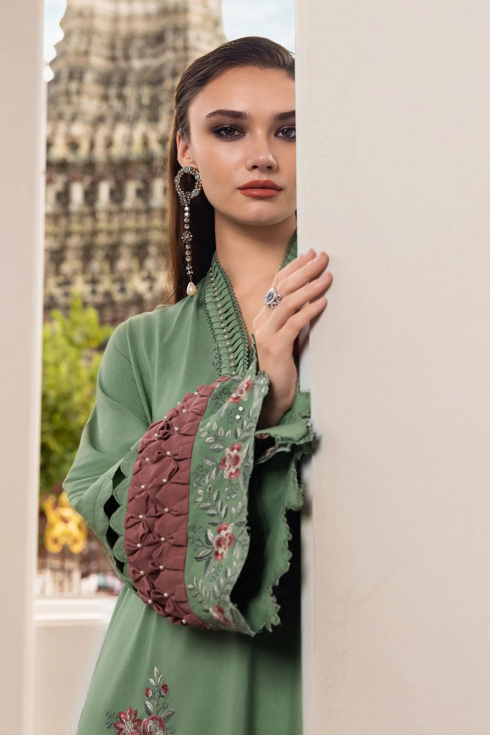 3 Piece Unstitched Embroidered Twill Linen Suit - Aqsa Fabrics