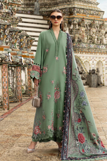 3 Piece Unstitched Embroidered Twill Linen Suit - Aqsa Fabrics