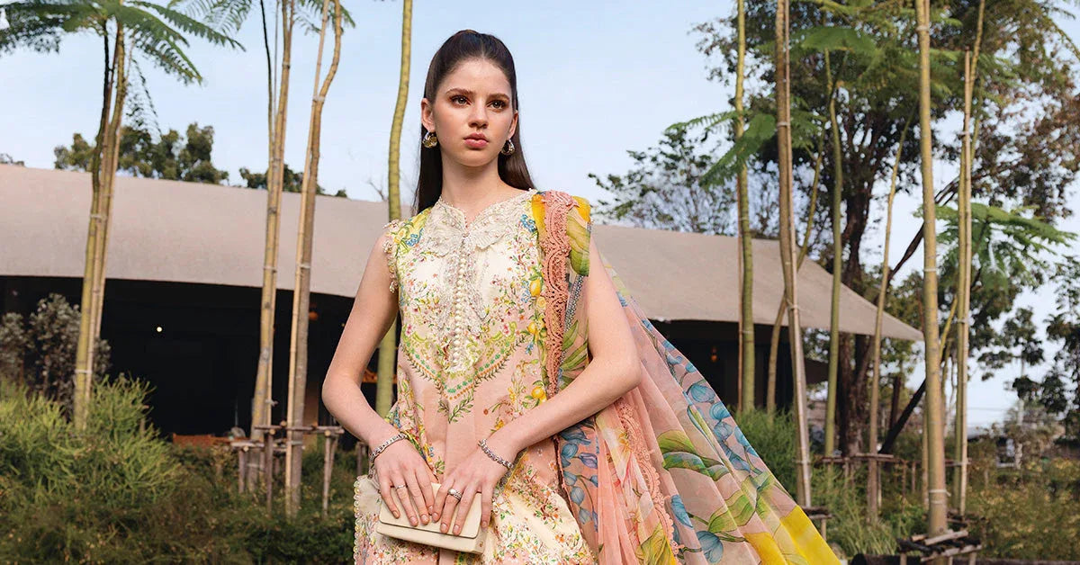 3 Piece Unstitched Embroidered Lawn Suit - Aqsa Fabrics