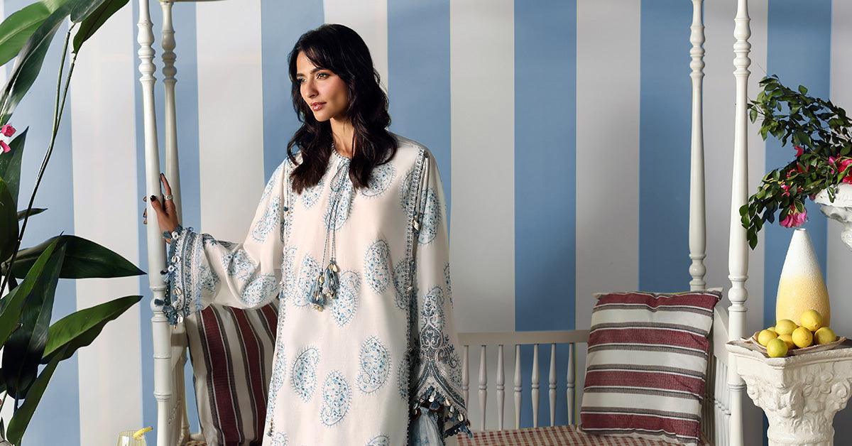 Maria B 3 Piece Stitched Embroidered Lawn Suit