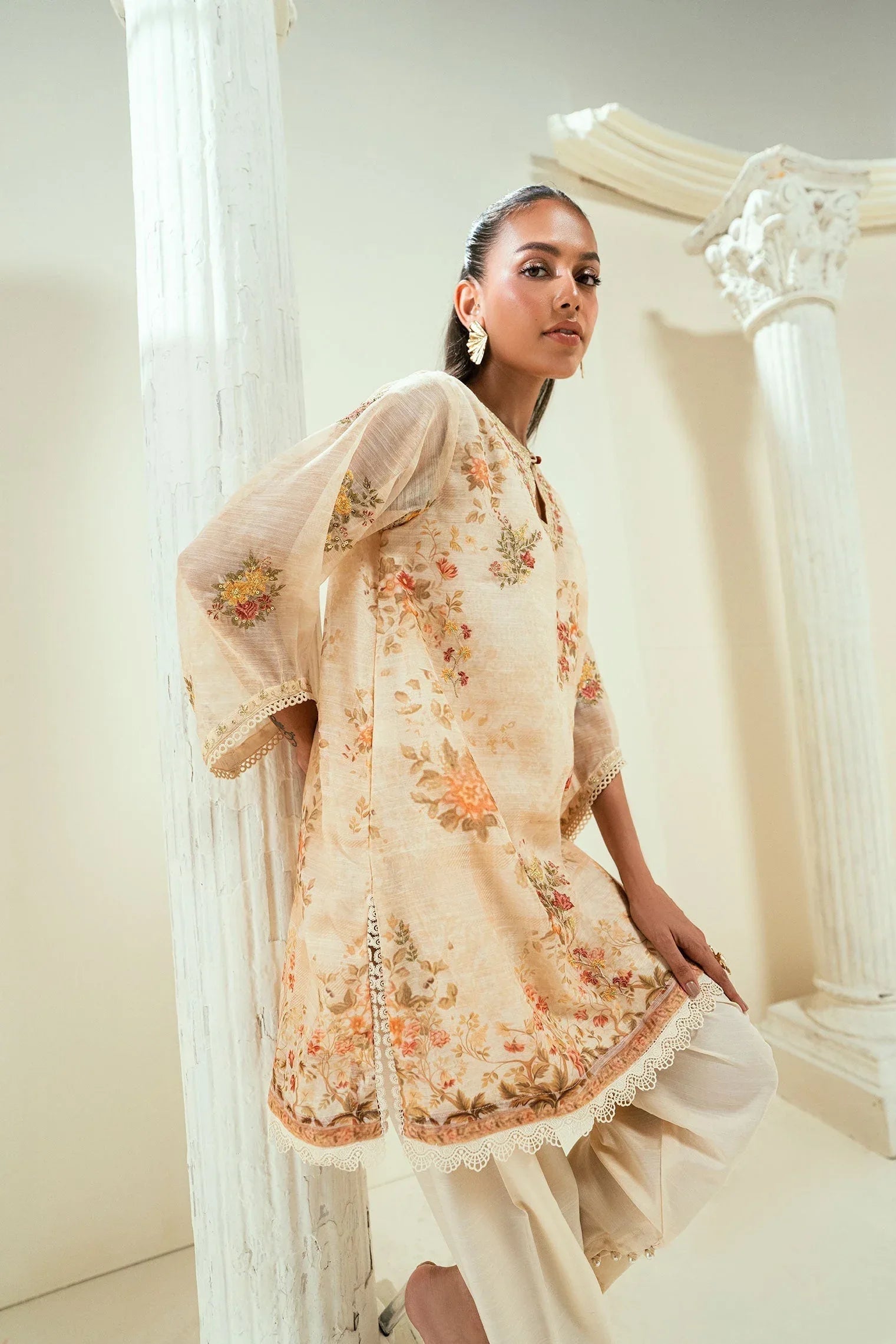 Dhanak | Signature Pret | SS24DA-2586 BEIGE - Aqsa Fabrics