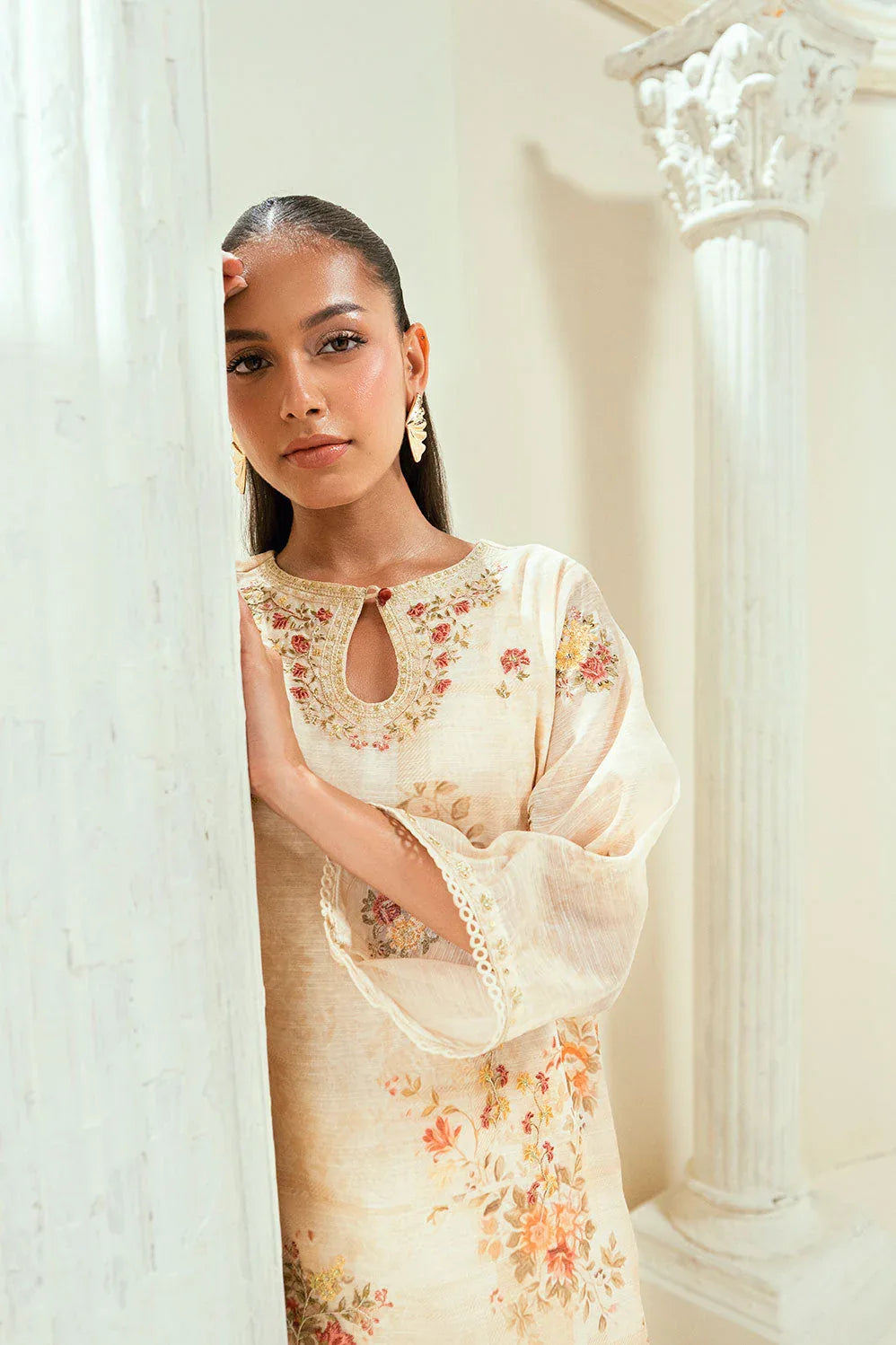 Dhanak | Signature Pret | SS24DA-2586 BEIGE - Aqsa Fabrics
