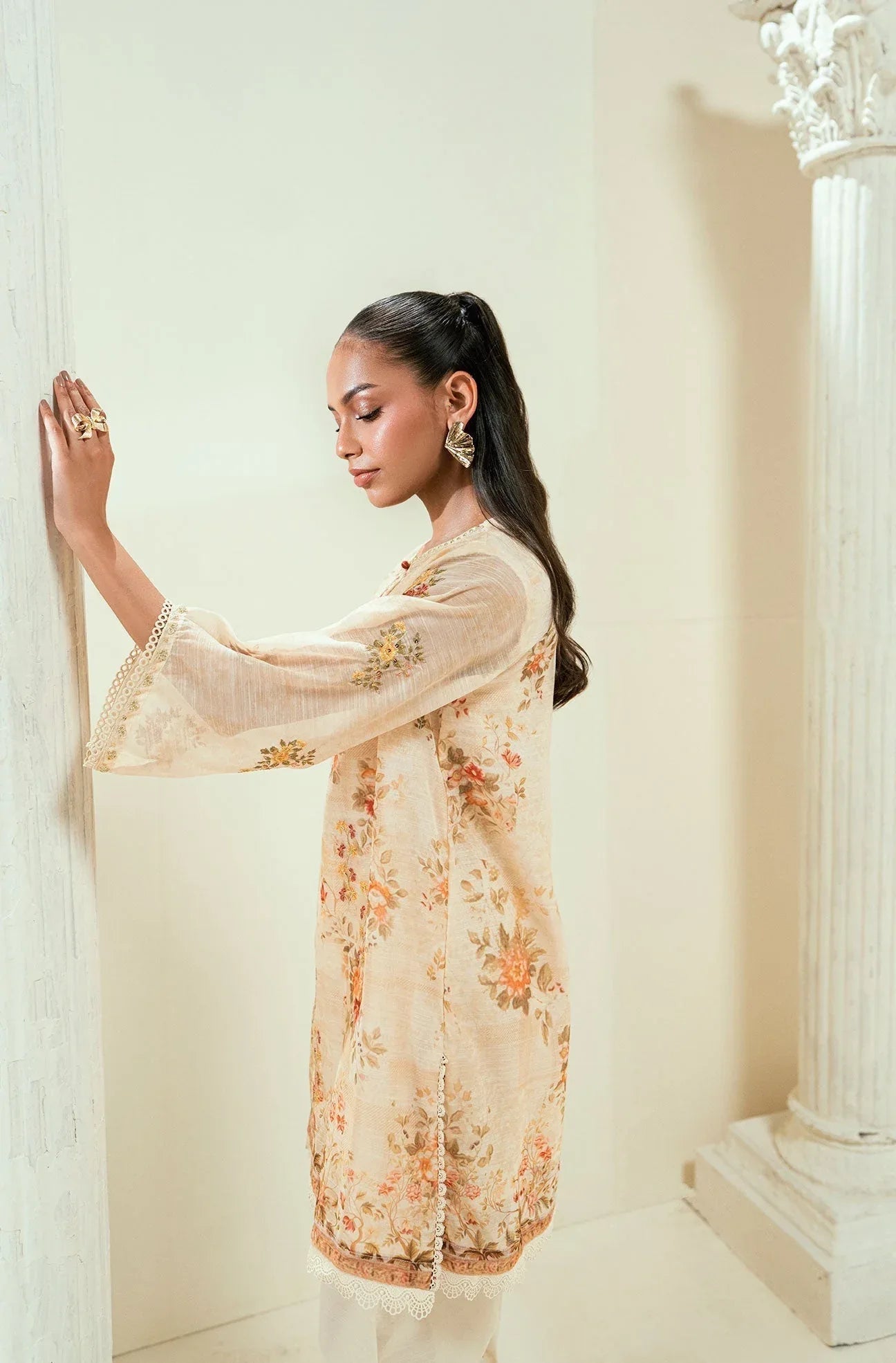 Dhanak | Signature Pret | SS24DA-2586 BEIGE - Aqsa Fabrics