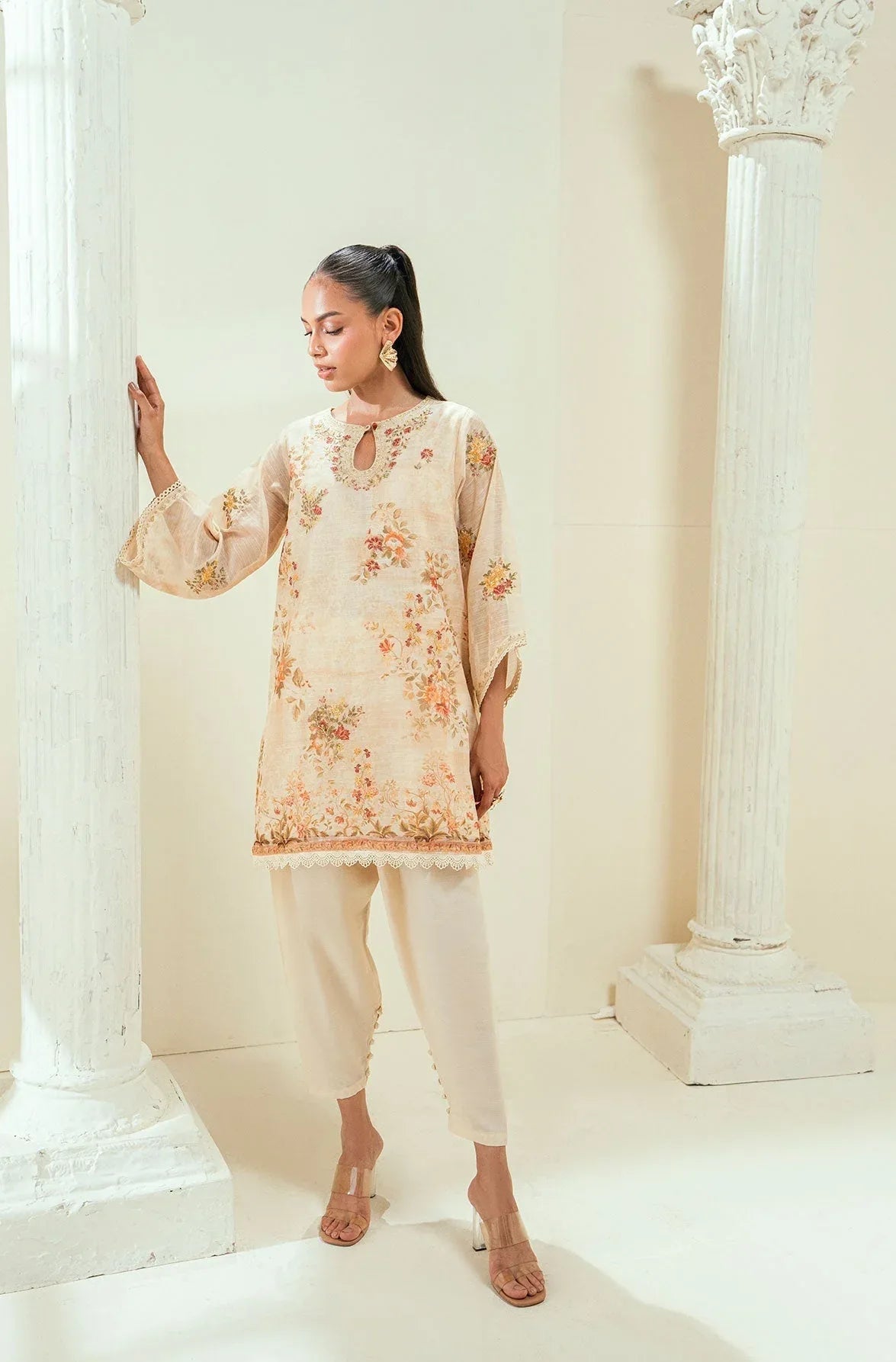 Dhanak | Signature Pret | SS24DA-2586 BEIGE - Aqsa Fabrics