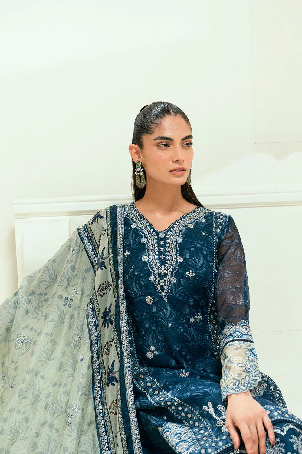Dhanak | Signature Pret | SS25DA-2695 NAVY BLUE - Aqsa Fabrics