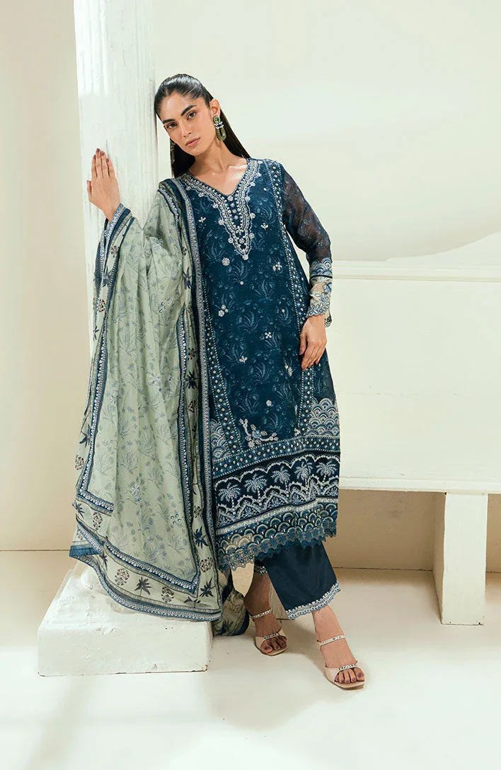 Dhanak | Signature Pret | SS25DA-2695 NAVY BLUE - Aqsa Fabrics