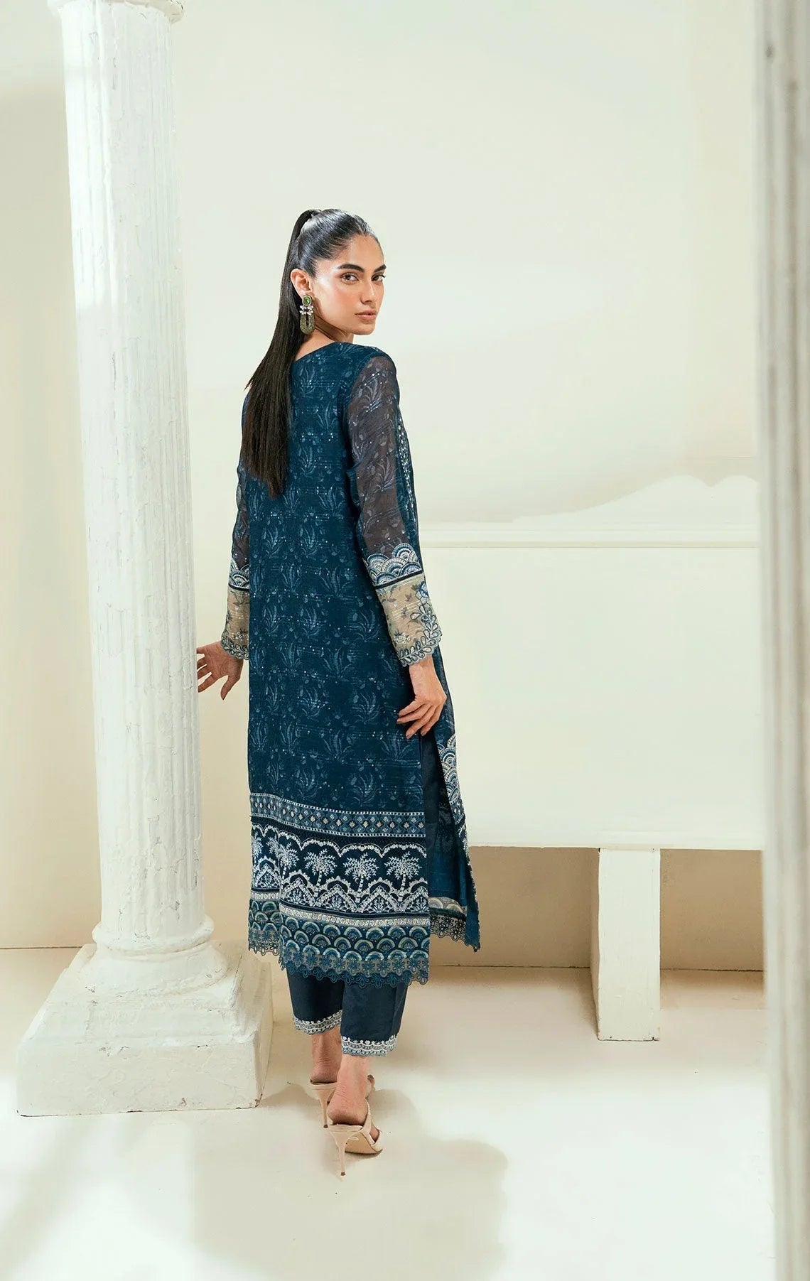 Dhanak | Signature Pret | SS25DA-2695 NAVY BLUE - Aqsa Fabrics