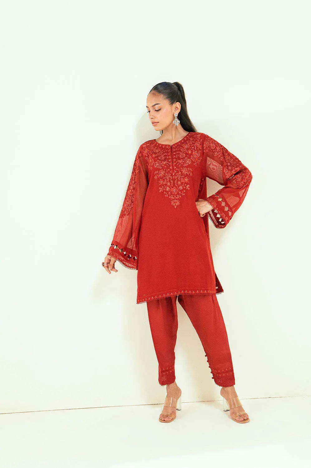 Dhanak | Signature Pret | SS25DA-2698 RED - Aqsa Fabrics