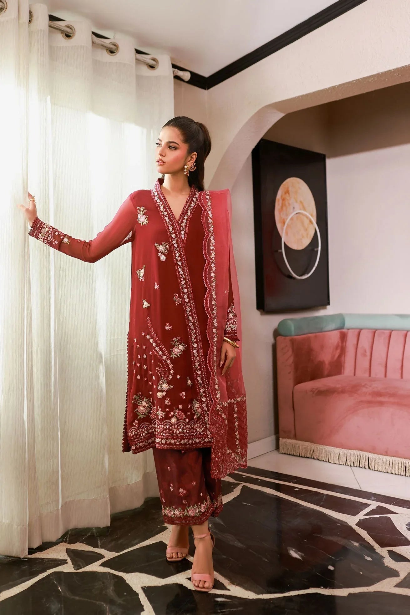 Dhanak | Chiffon Pret | SS25DA-2719 - Aqsa Fabrics