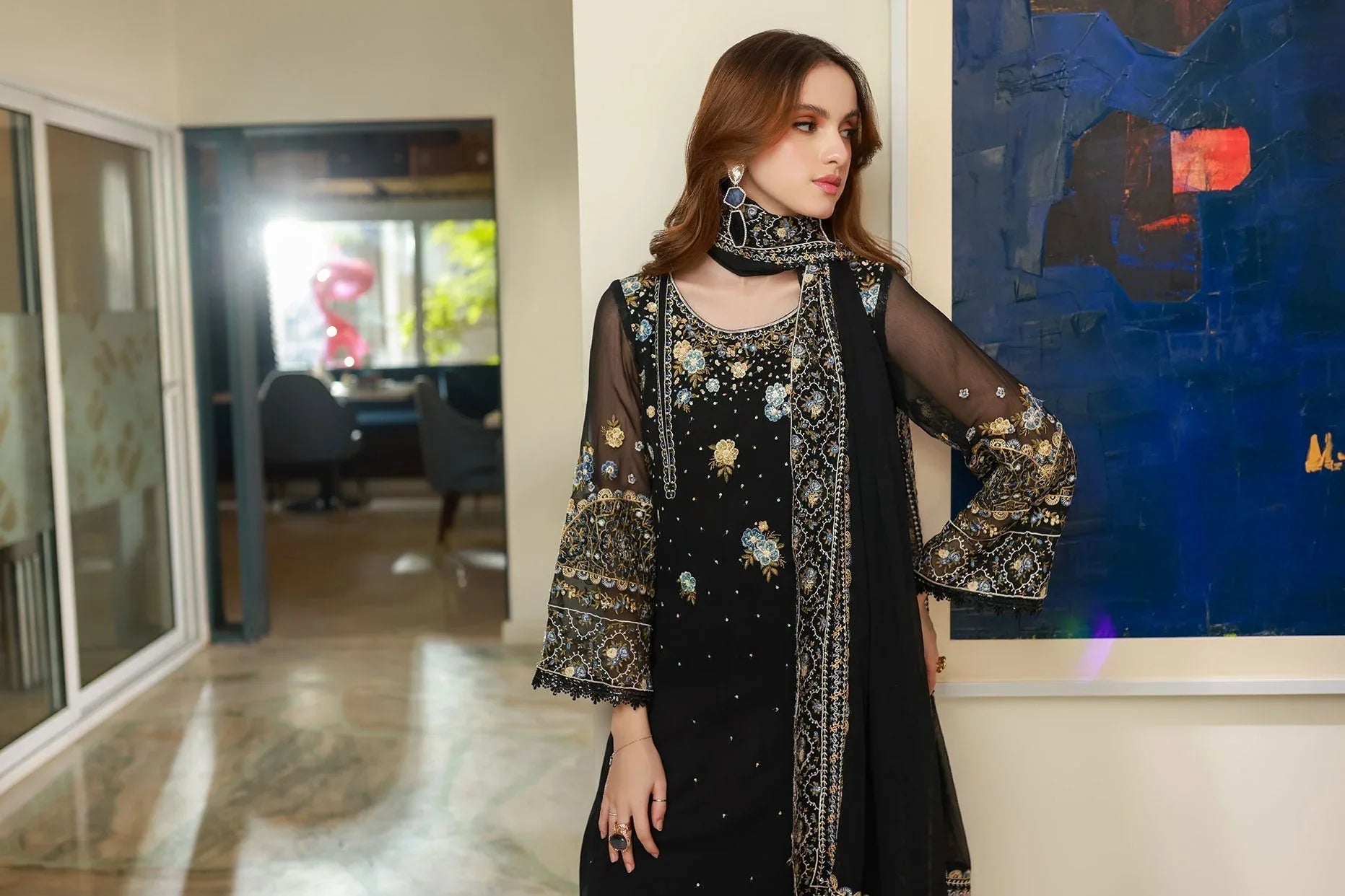 Dhanak | Chiffon Pret | SS25DA-2720 - Aqsa Fabrics