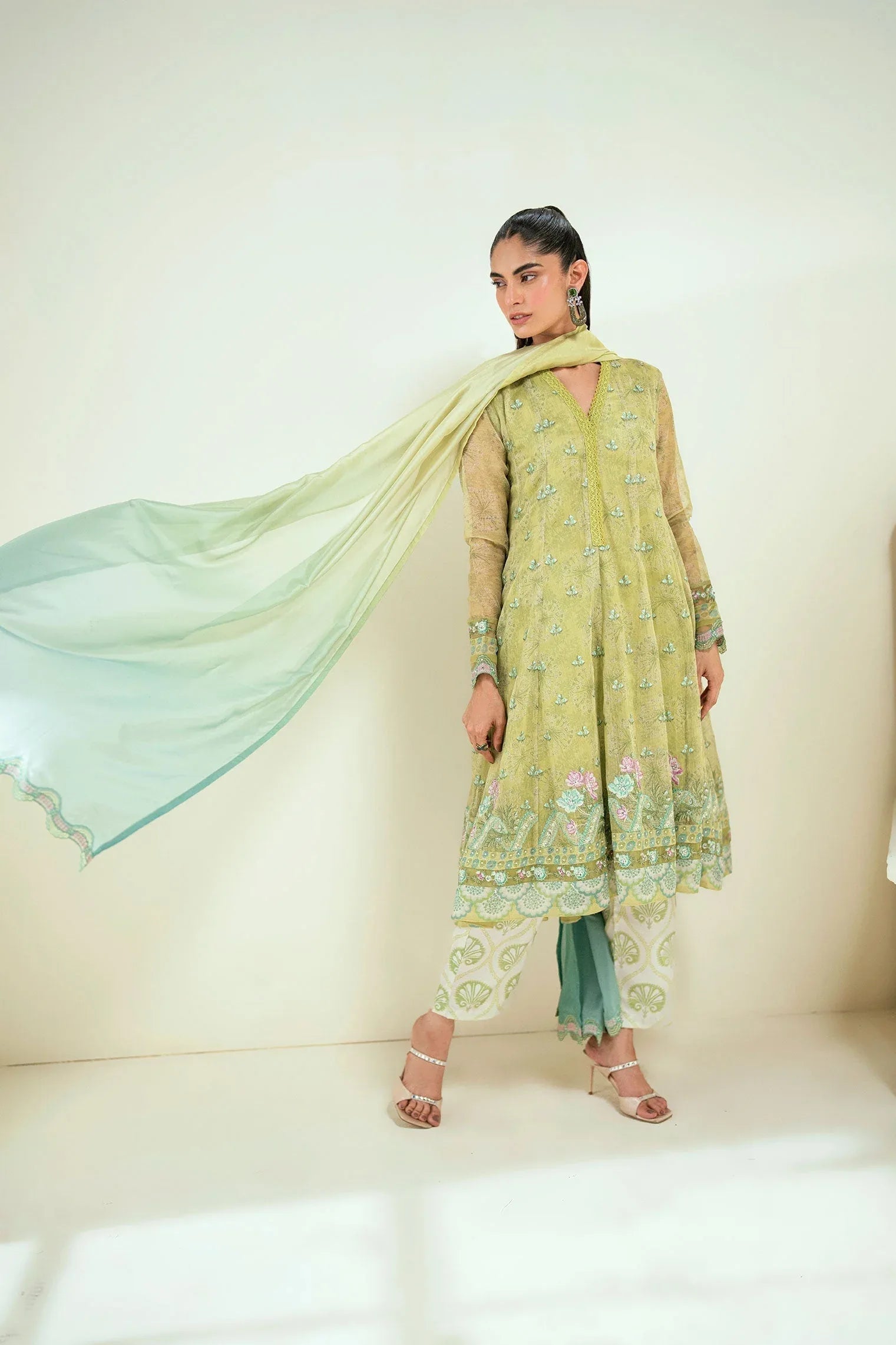 Dhanak | Signature Pret | SS25DA-2729 L-GREEN - Aqsa Fabrics