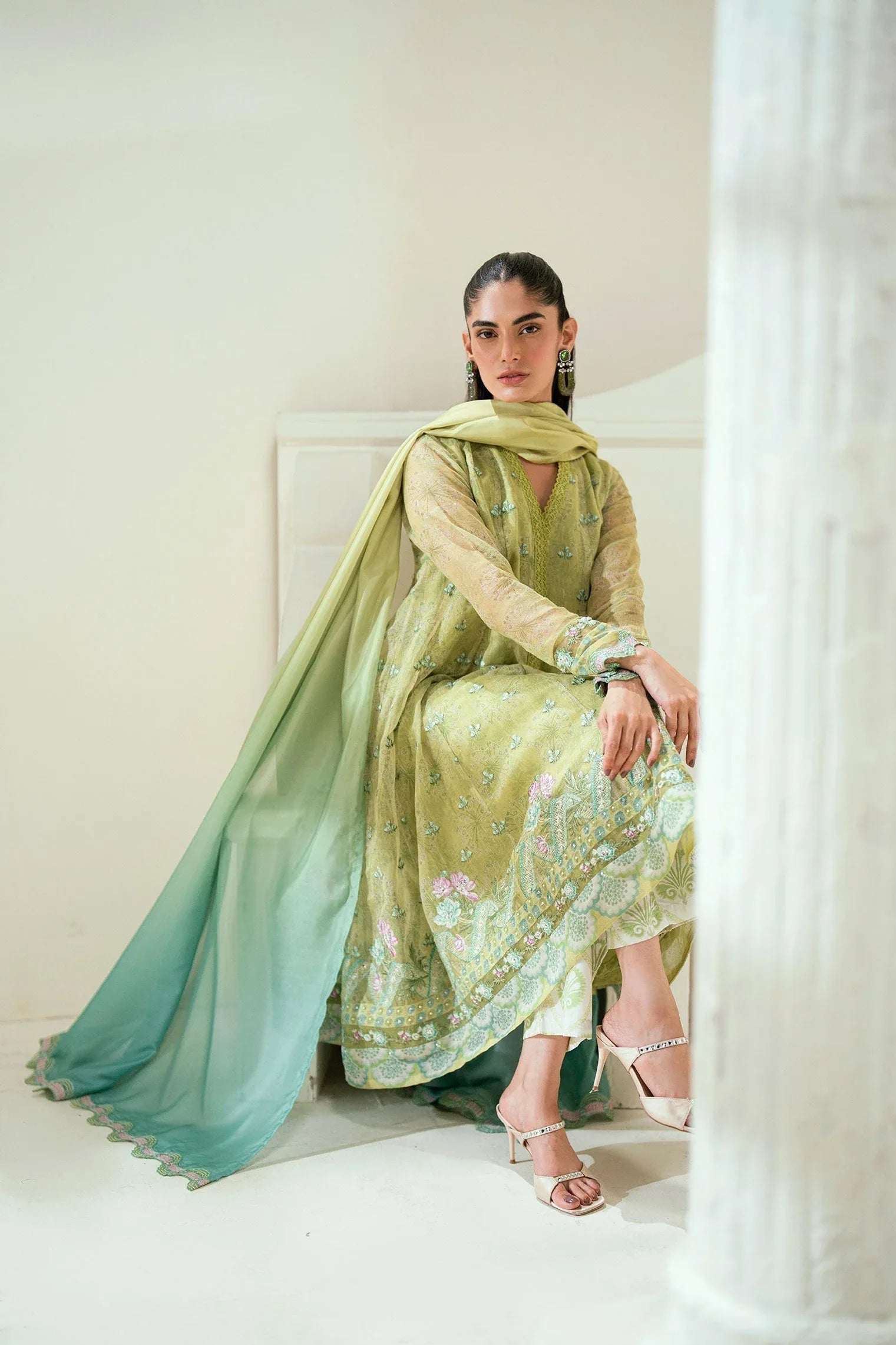 Dhanak | Signature Pret | SS25DA-2729 L-GREEN - Aqsa Fabrics