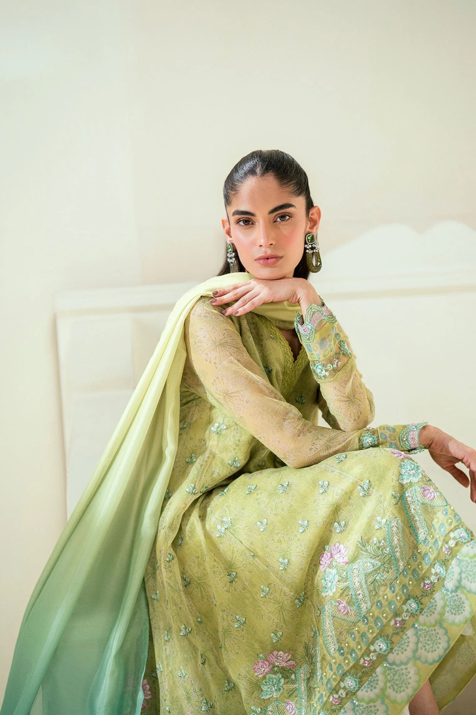 Dhanak | Signature Pret | SS25DA-2729 L-GREEN - Aqsa Fabrics