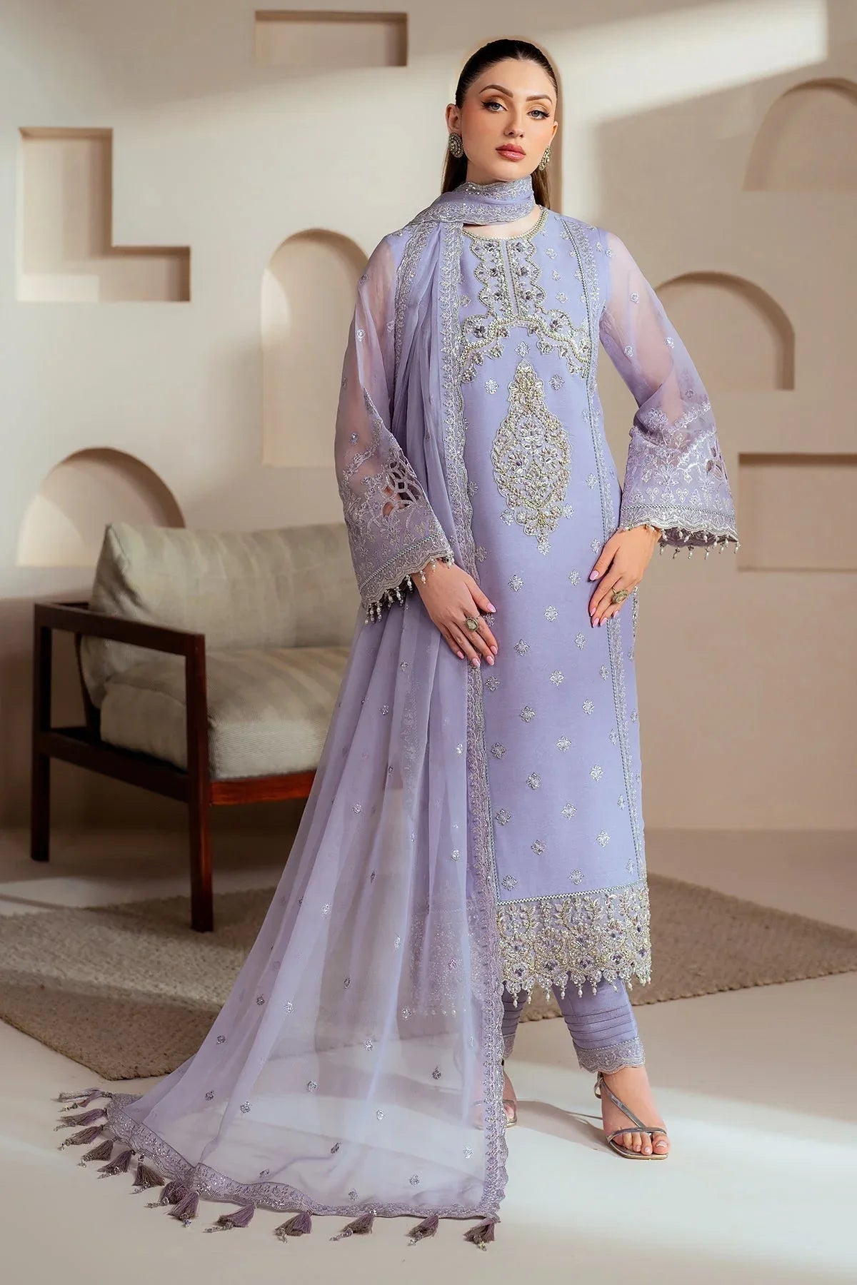 Alizeh | Aymal Chiffon | AF-BHM-4041-Marine - Aqsa Fabrics