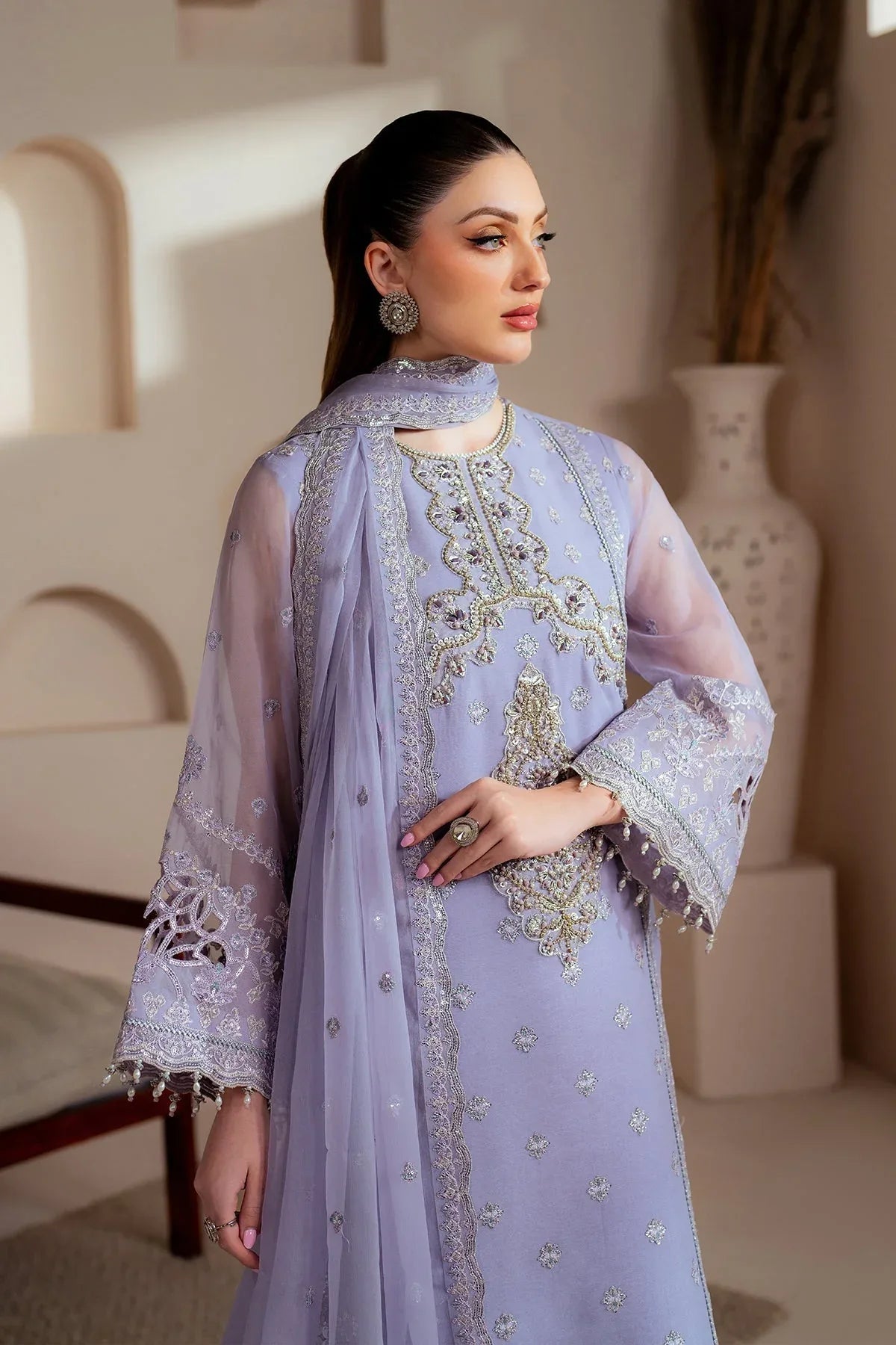 Alizeh | Aymal Chiffon | AF-BHM-4041-Marine - Aqsa Fabrics