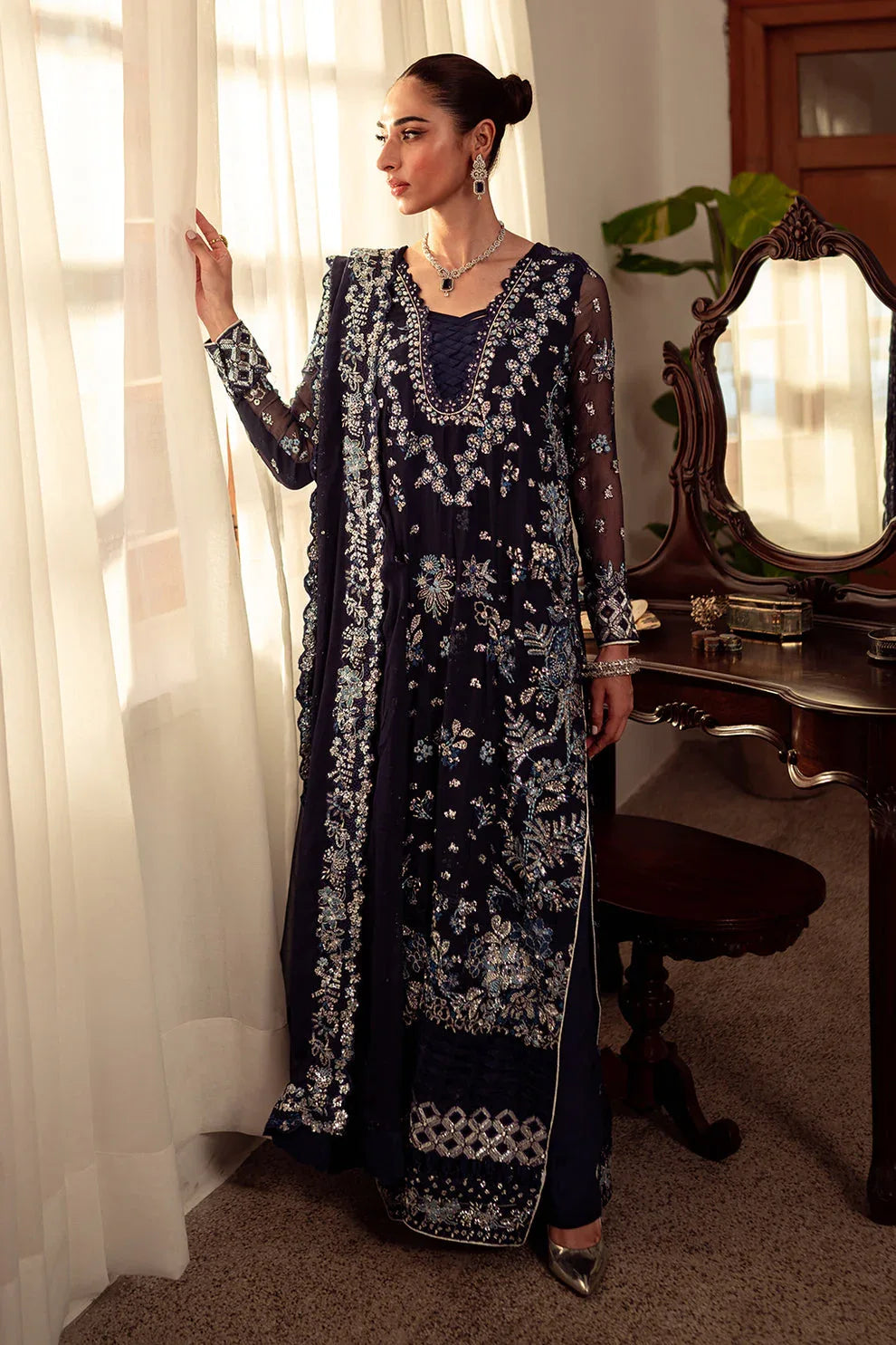 Neeshay | Dastaan Luxury Chiffon | Neelam - Aqsa Fabrics