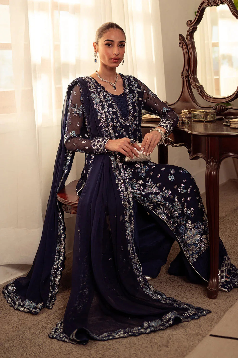 Neeshay | Dastaan Luxury Chiffon | Neelam - Aqsa Fabrics