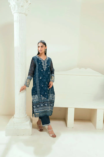 Dhanak | Signature Pret | SS25DA-2695 NAVY BLUE - Aqsa Fabrics