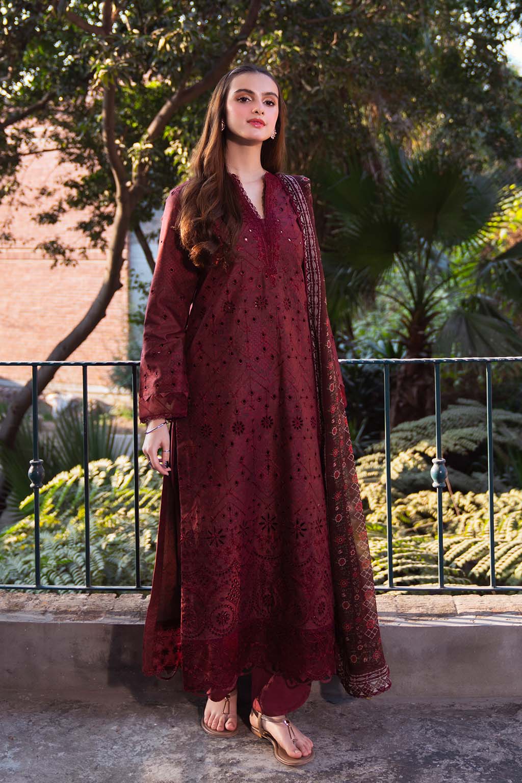 Neeshay | Summer Lines Printkari 25 | GARNET - Aqsa Fabrics