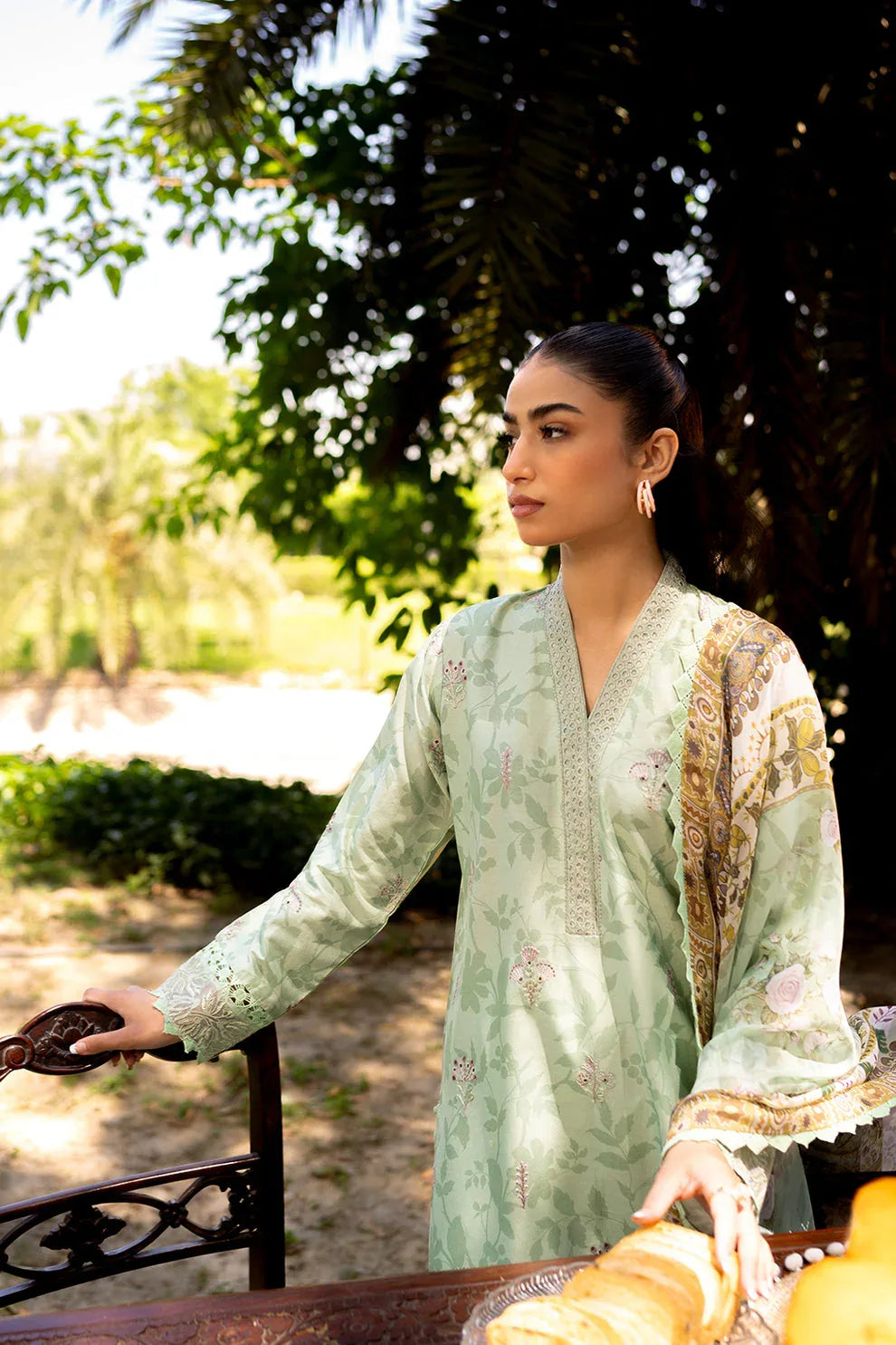 Neeshay | Summer Lines Printkari | SAGE BRUSH - Aqsa Fabrics
