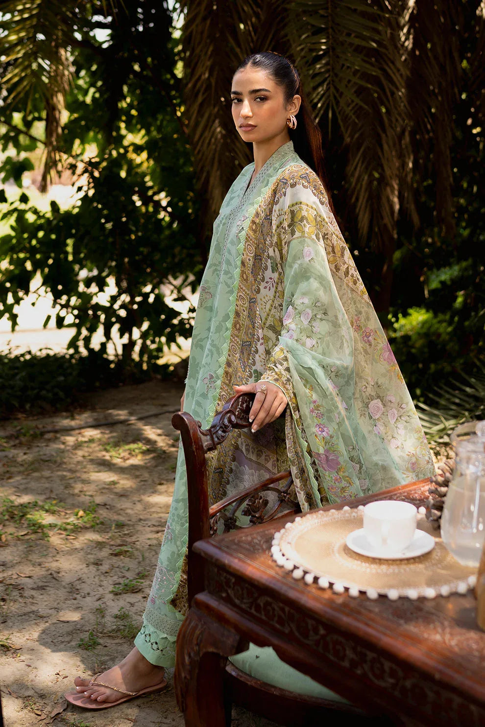 Neeshay | Summer Lines Printkari | SAGE BRUSH - Aqsa Fabrics