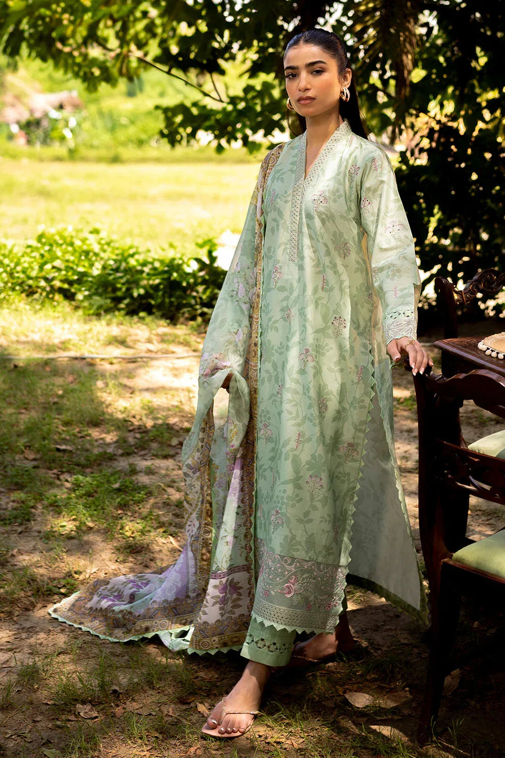 Neeshay | Summer Lines Printkari | SAGE BRUSH - Aqsa Fabrics