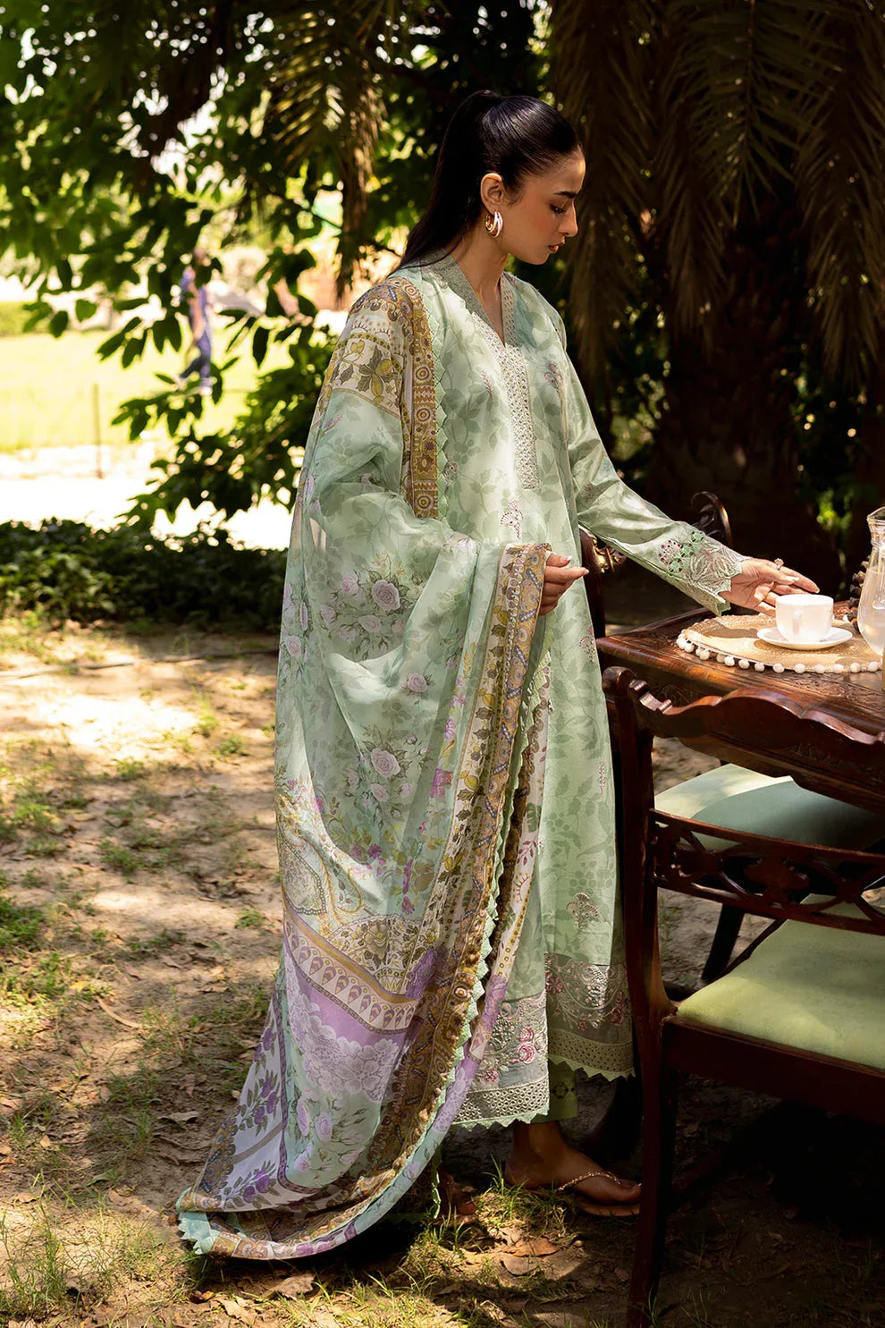 Neeshay | Summer Lines Printkari | SAGE BRUSH - Aqsa Fabrics