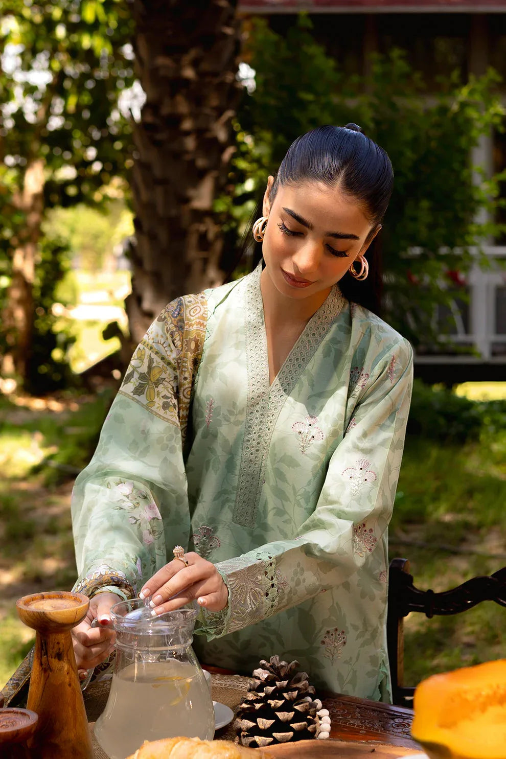 Neeshay | Summer Lines Printkari | SAGE BRUSH - Aqsa Fabrics