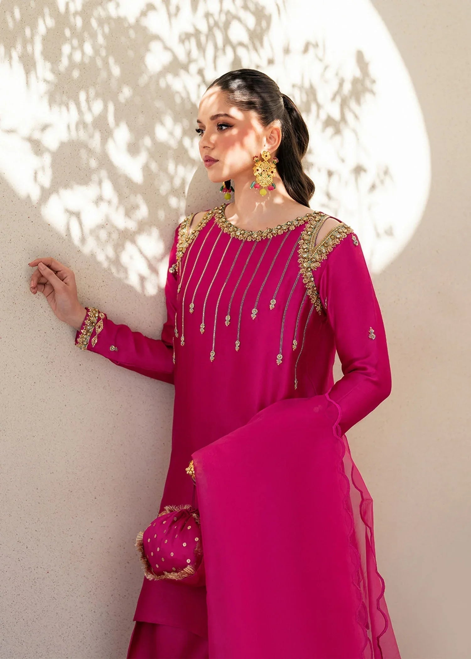 Dastoor | Maahi Luxury Pret 25 | Fuchsia Rose - Aqsa Fabrics