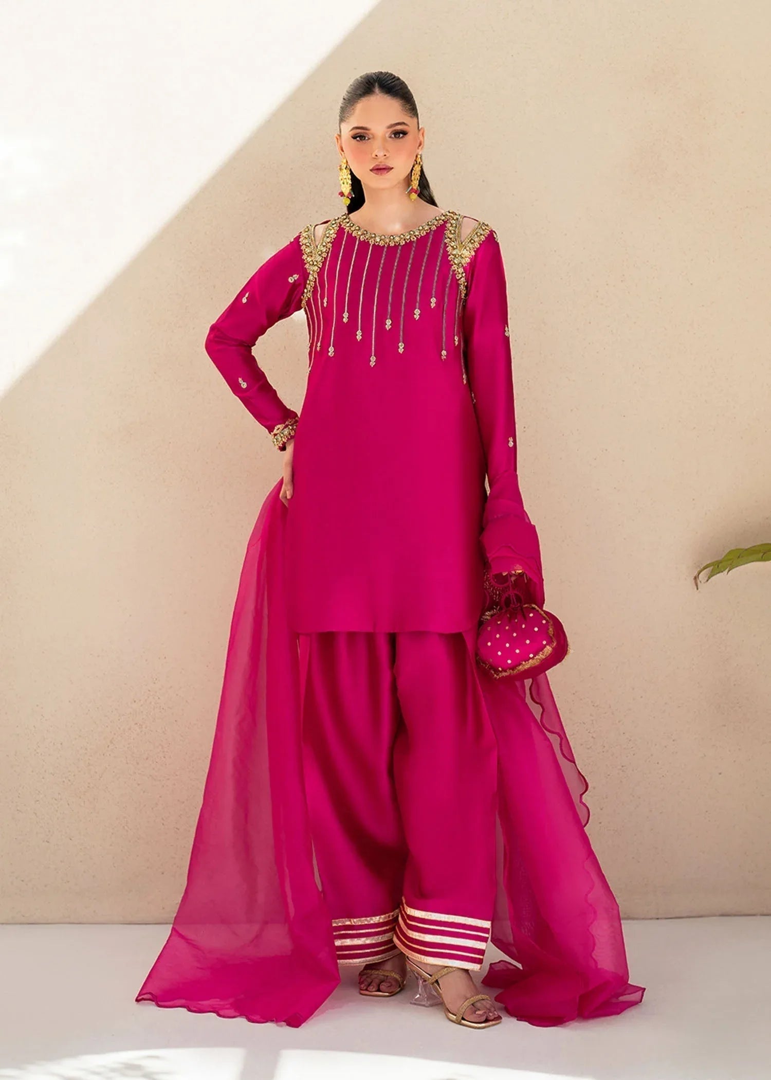 Dastoor | Maahi Luxury Pret 25 | Fuchsia Rose - Aqsa Fabrics