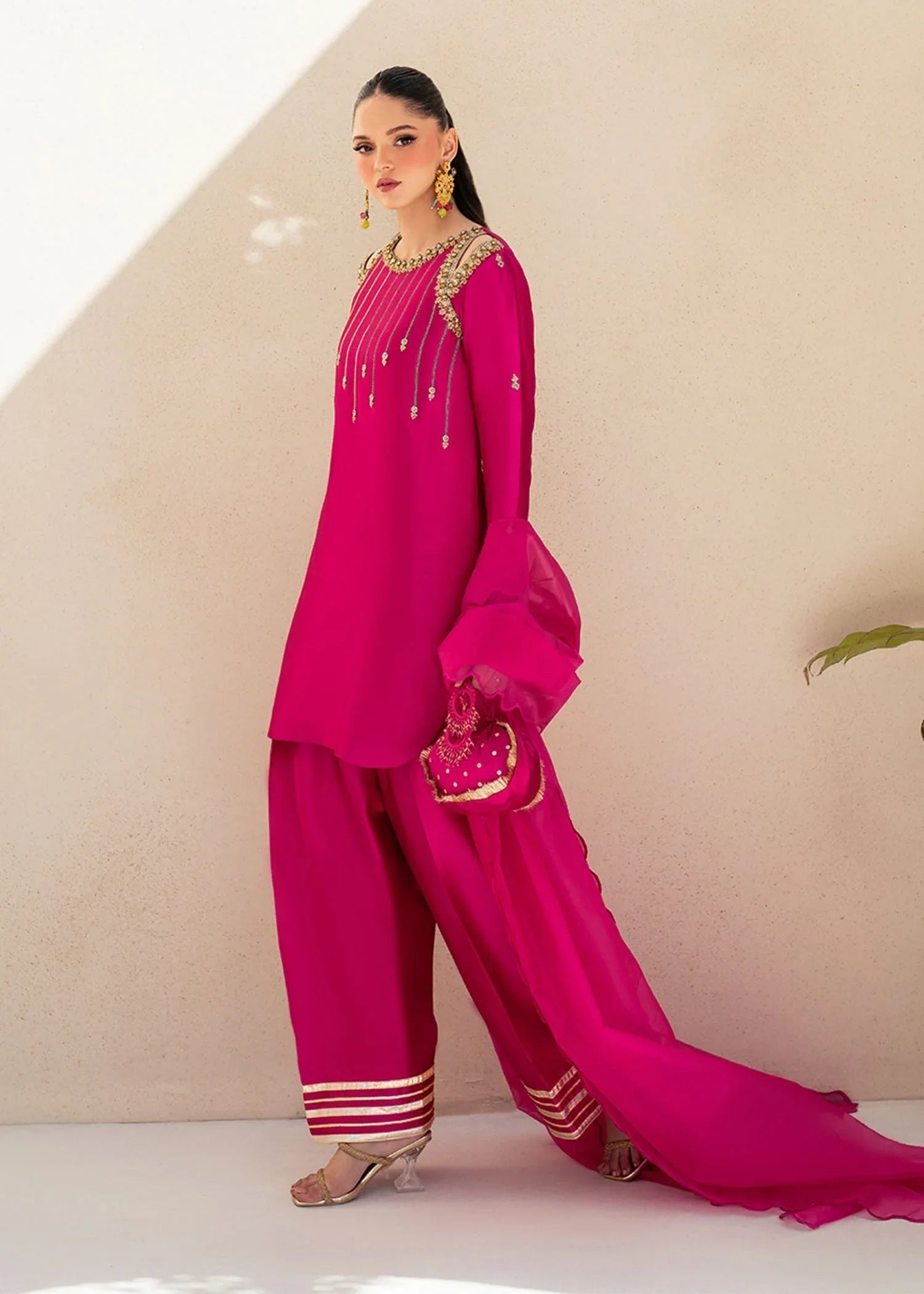 Dastoor | Maahi Luxury Pret 25 | Fuchsia Rose - Aqsa Fabrics