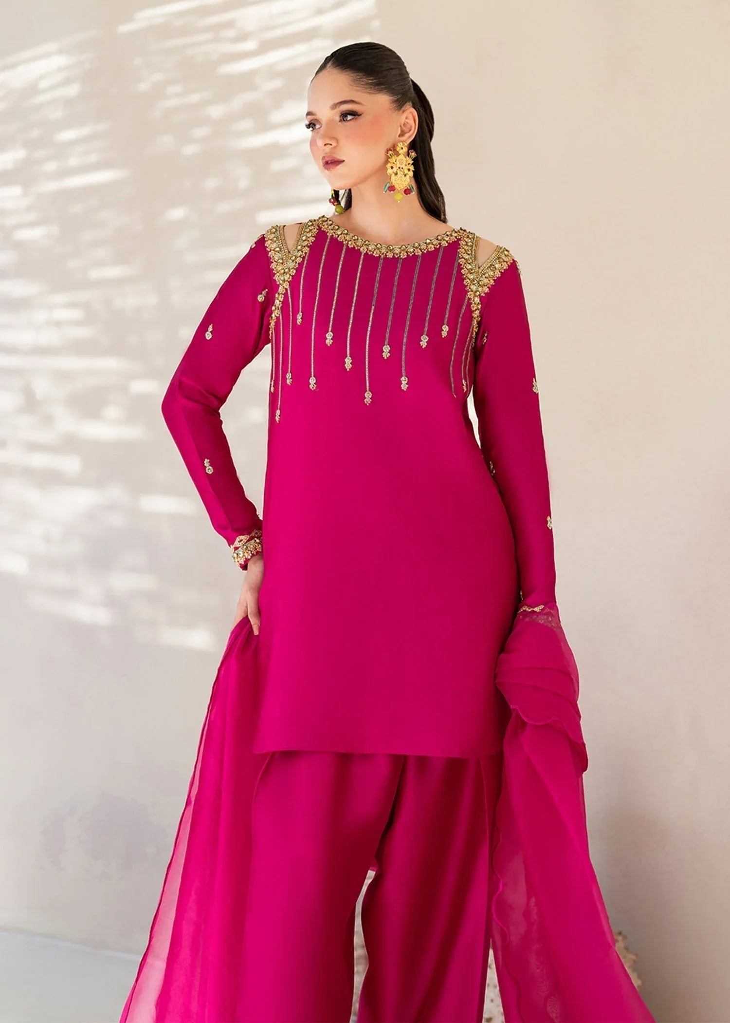 Dastoor | Maahi Luxury Pret 25 | Fuchsia Rose - Aqsa Fabrics