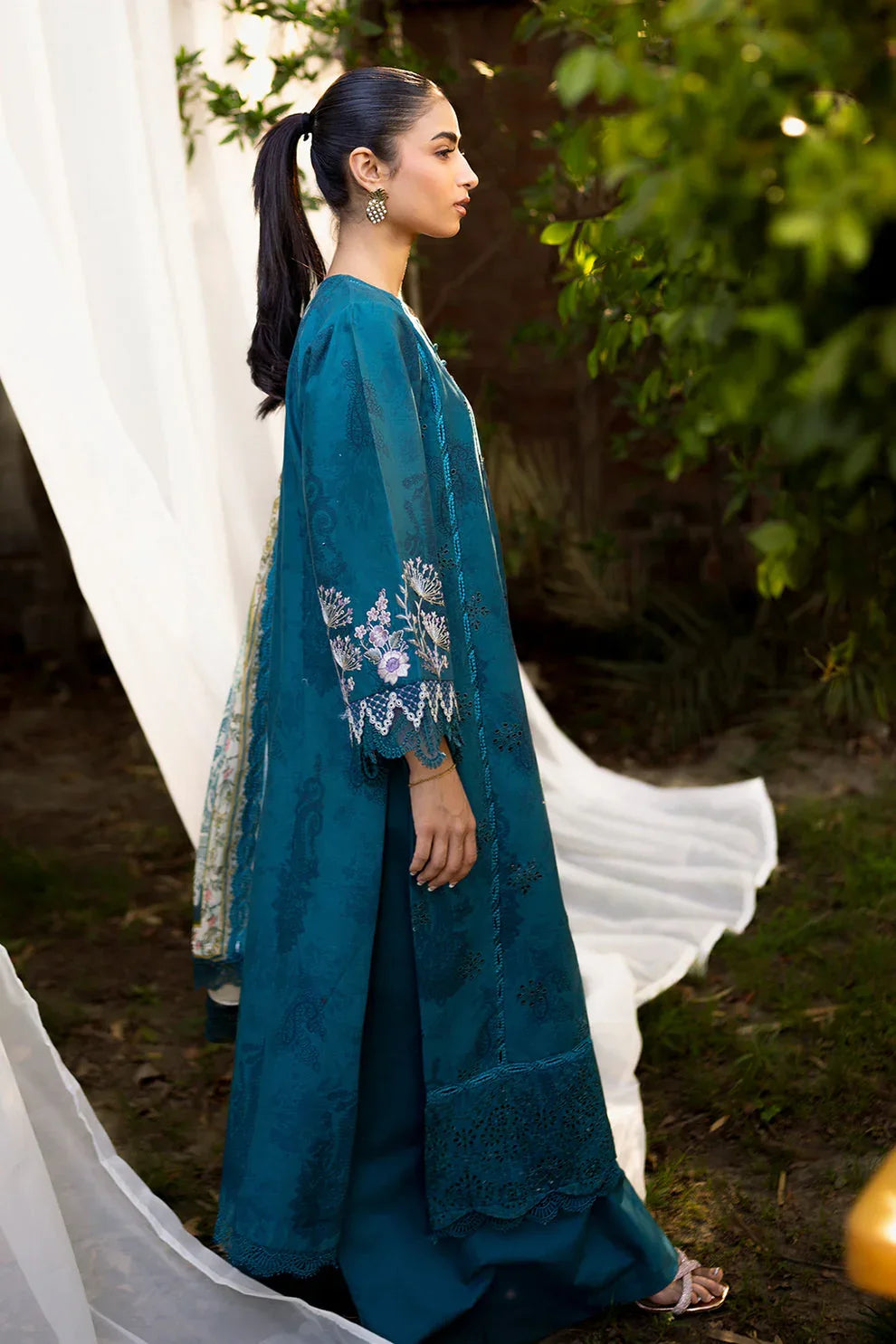 Neeshay | Summer Lines Printkari | LAGOON - Aqsa Fabrics