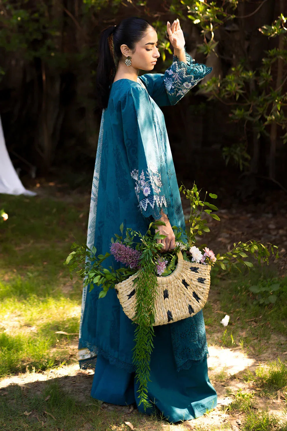 Neeshay | Summer Lines Printkari | LAGOON - Aqsa Fabrics