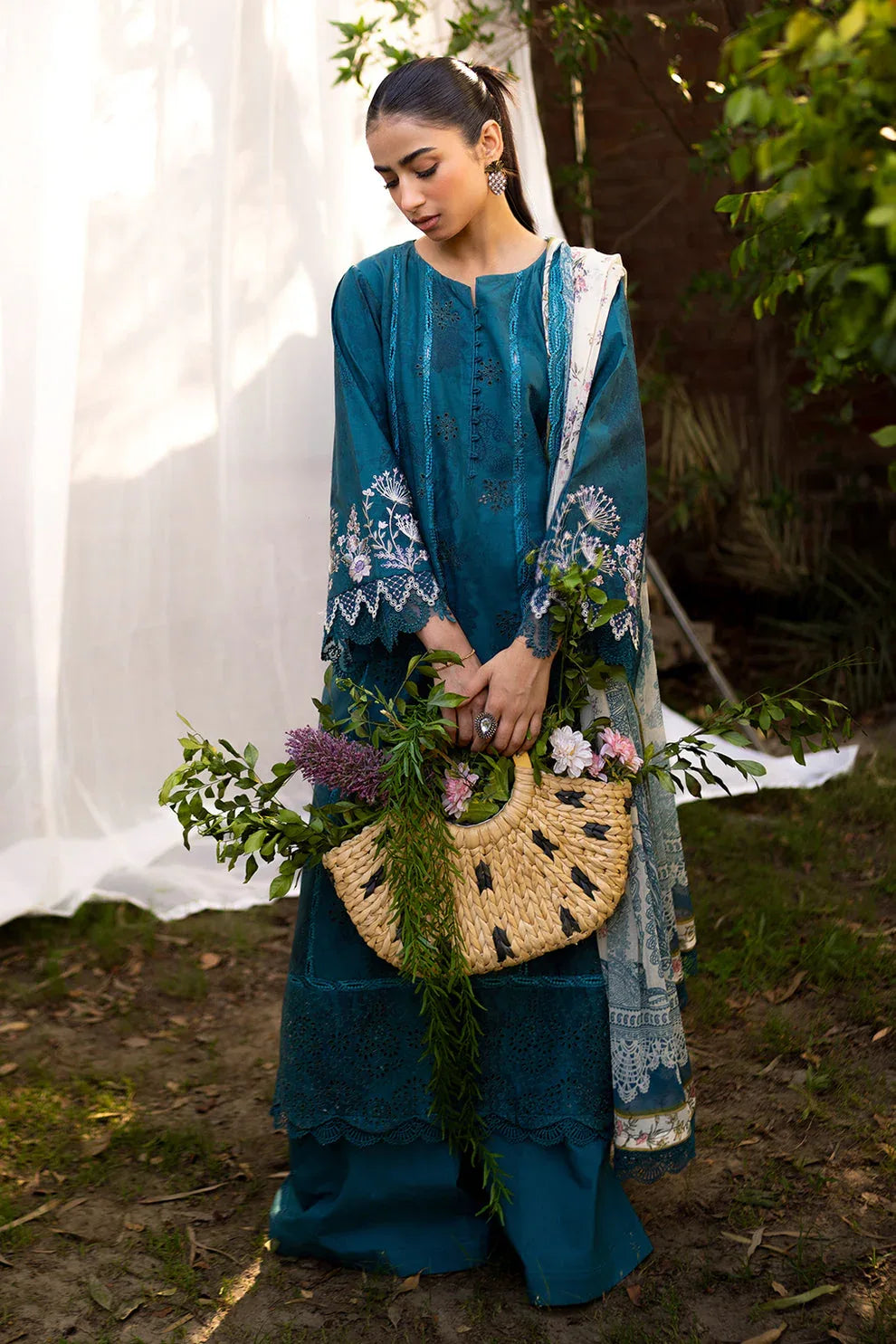 Neeshay | Summer Lines Printkari | LAGOON - Aqsa Fabrics