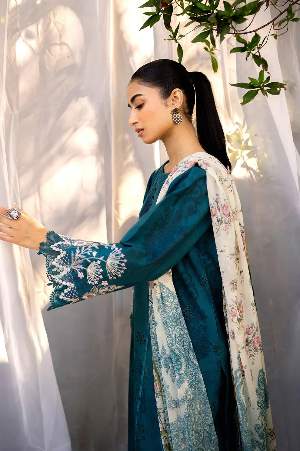 Neeshay | Summer Lines Printkari | LAGOON - Aqsa Fabrics