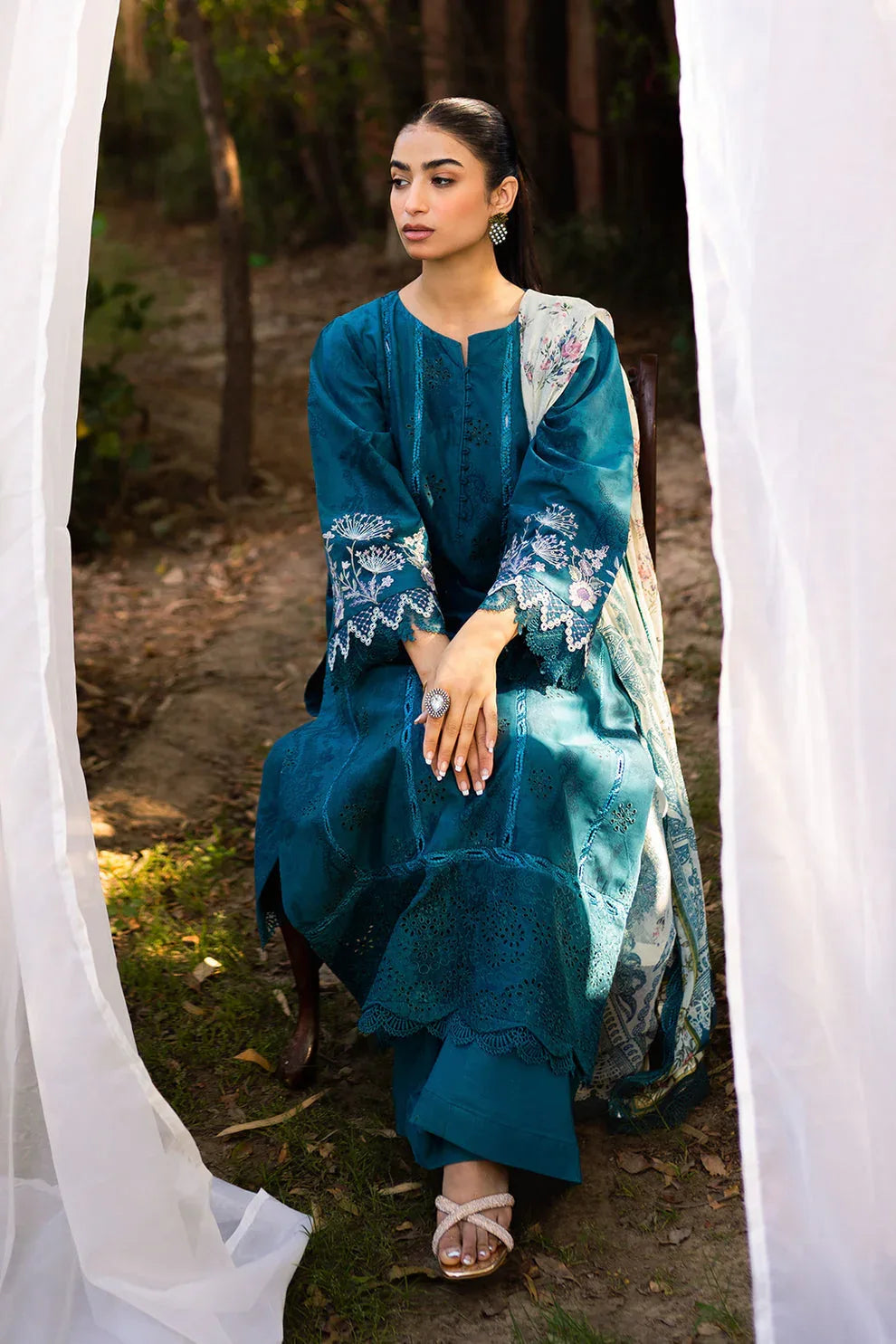 Neeshay | Summer Lines Printkari | LAGOON - Aqsa Fabrics