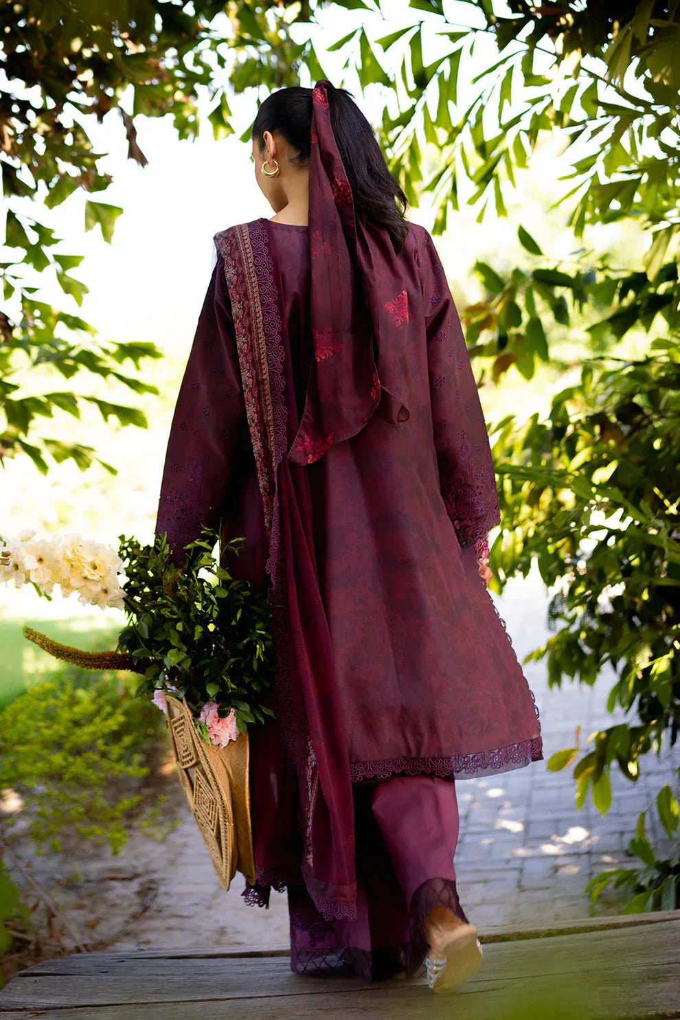 Neeshay | Summer Lines Printkari | CRIMSON - Aqsa Fabrics
