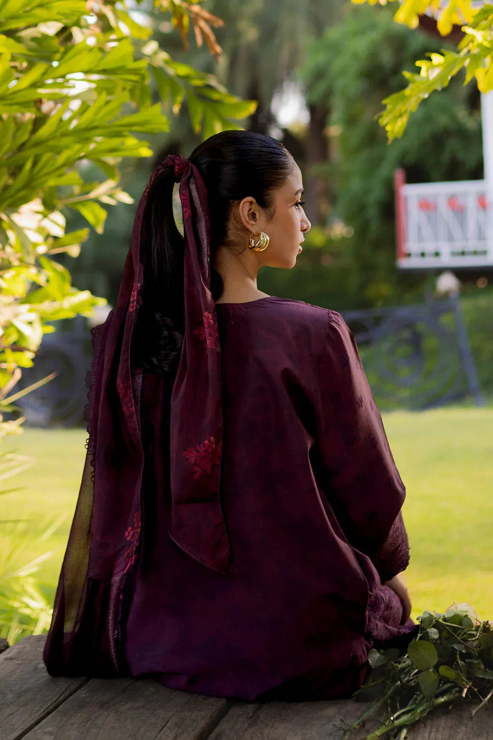Neeshay | Summer Lines Printkari | CRIMSON - Aqsa Fabrics