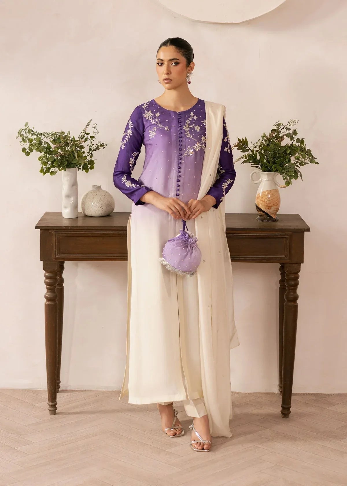 Dastoor | Rania Luxury Pret 25 | Purple Ombre - Aqsa Fabrics