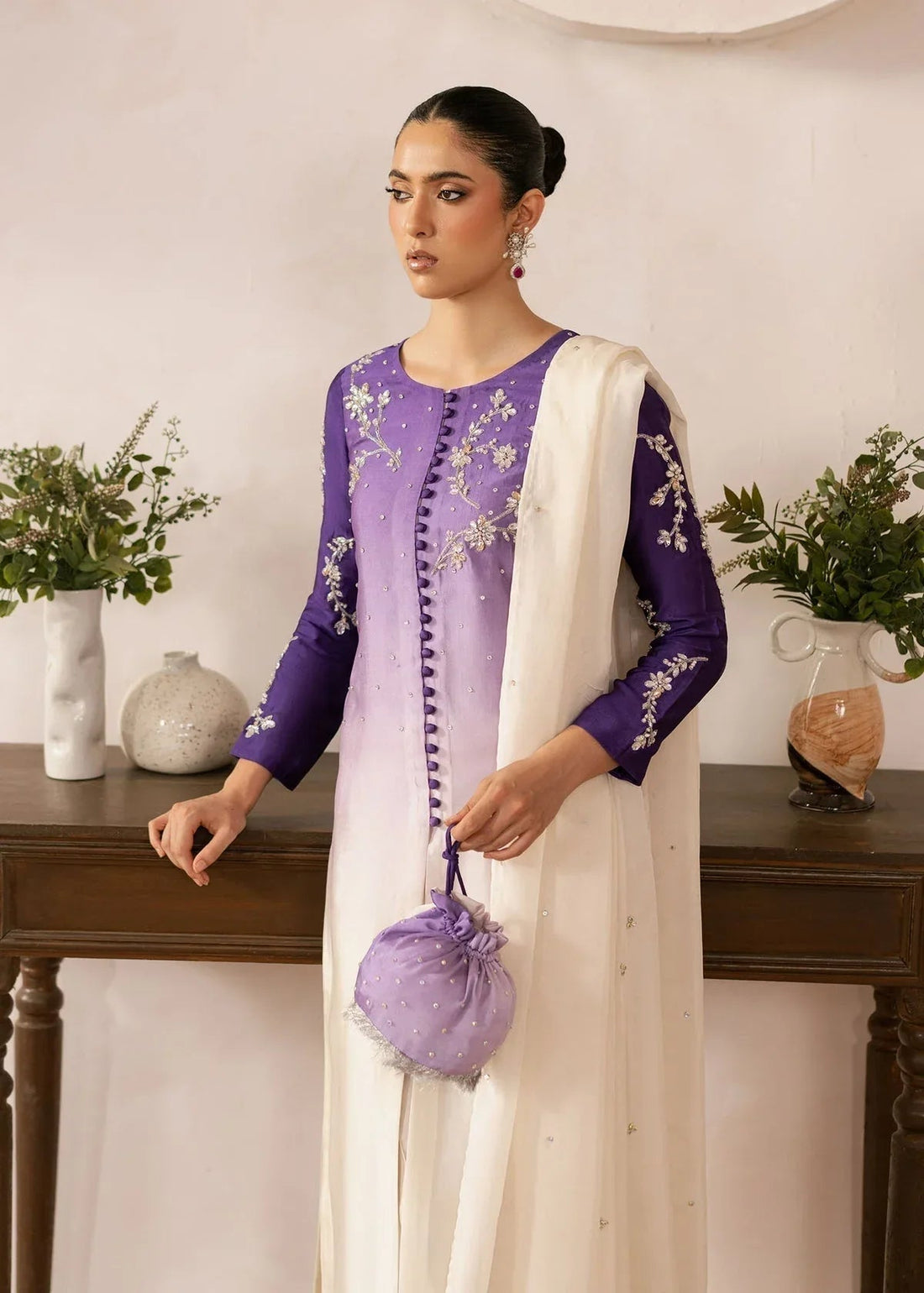Dastoor | Rania Luxury Pret 25 | Purple Ombre - Aqsa Fabrics